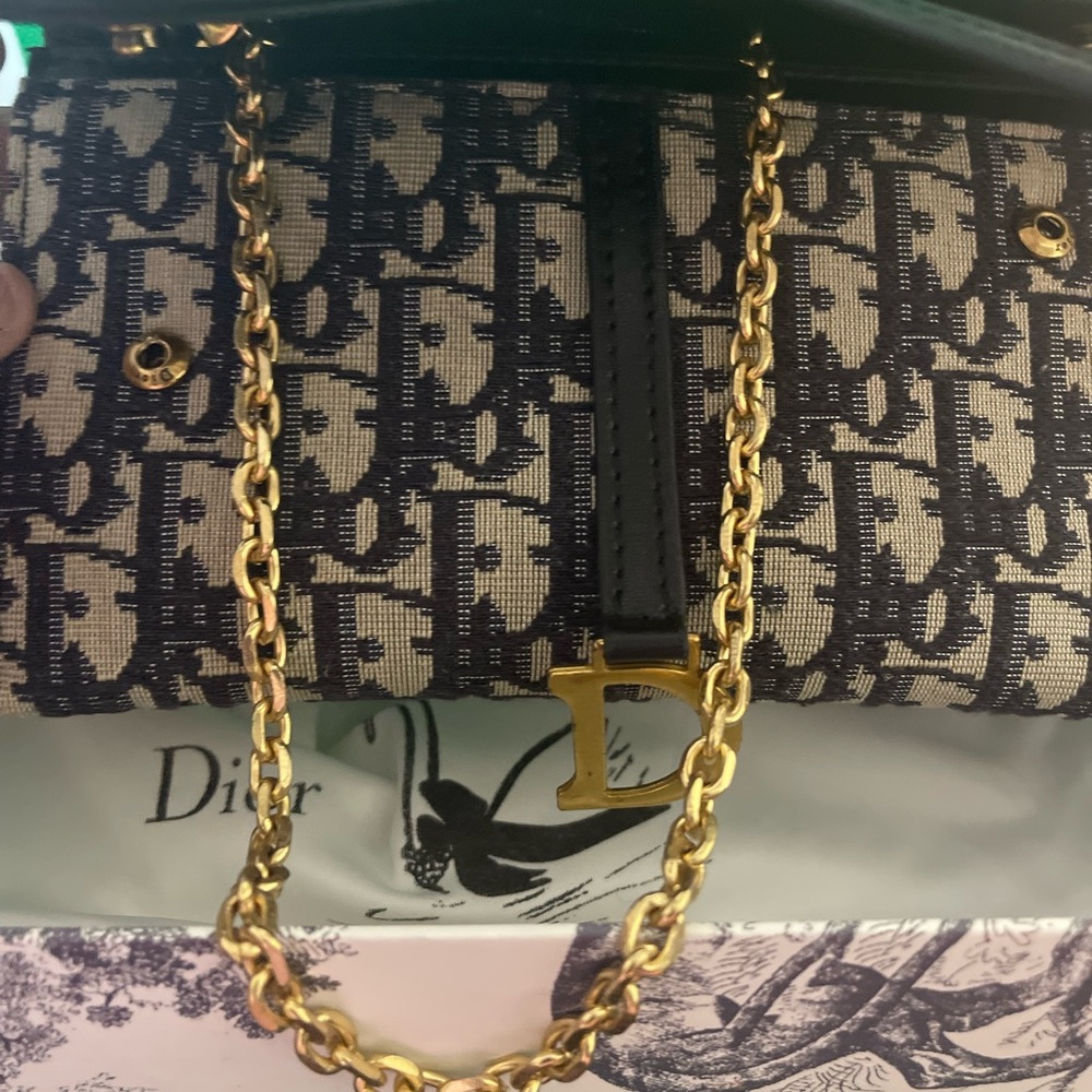 Dior Black and Gold Chain Shoulder Bag